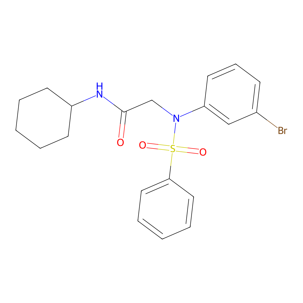 2-[N-(benzenesulfonyl)-3-bromoanilino]-N-cyclohexylacetamide molecular structure, CAS 425415-09-4