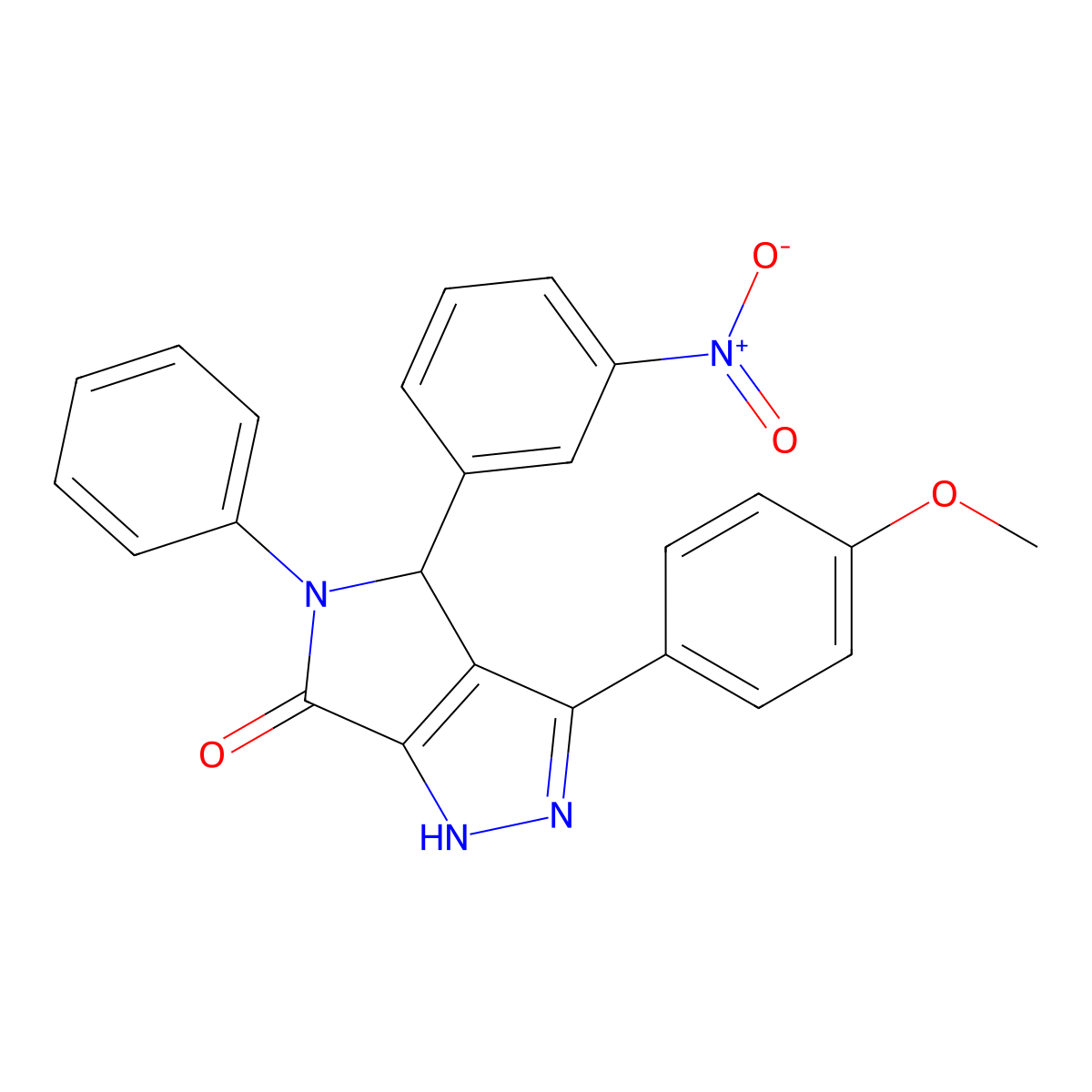3-(4-Methoxyphenyl)-4-(3-nitrophenyl)-5-phenyl-1,4-dihydropyrrolo[3,4-c]pyrazol-6-one molecular structure, CAS 425415-27-6
