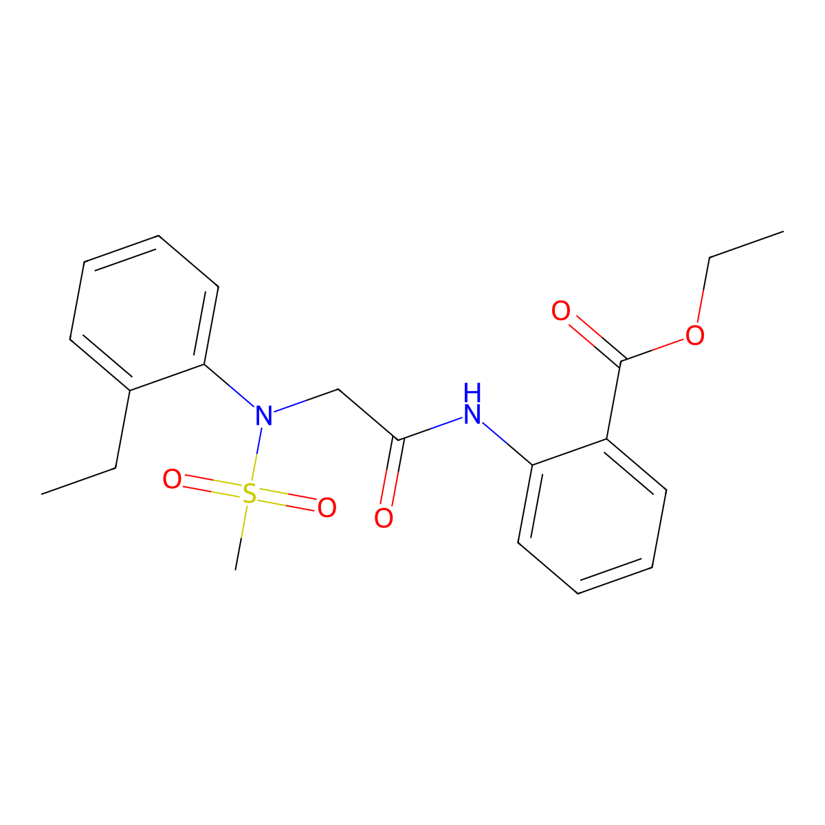 ethyl 2-{[N-(2-ethylphenyl)-N-(methylsulfonyl)glycyl]amino}benzoate molecular structure, CAS 425415-35-6