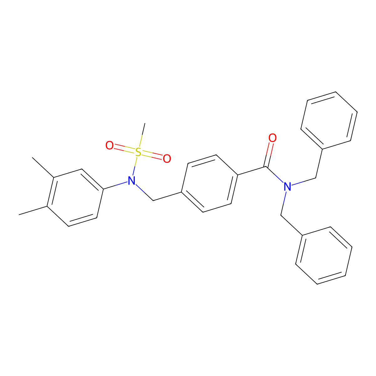 N,N-dibenzyl-4-[(3,4-dimethyl-N-methylsulfonylanilino)methyl]benzamide molecular structure, CAS 425415-40-3