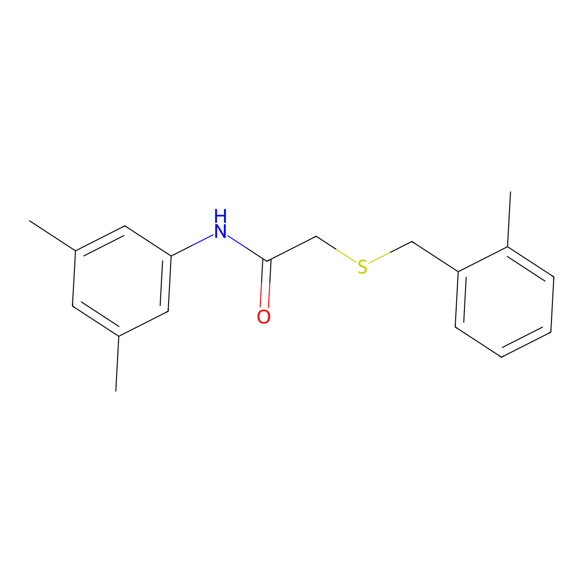 N-(3,5-dimethylphenyl)-2-[(2-methylphenyl)methylsulfanyl]acetamide molecular structure, CAS 425415-45-8