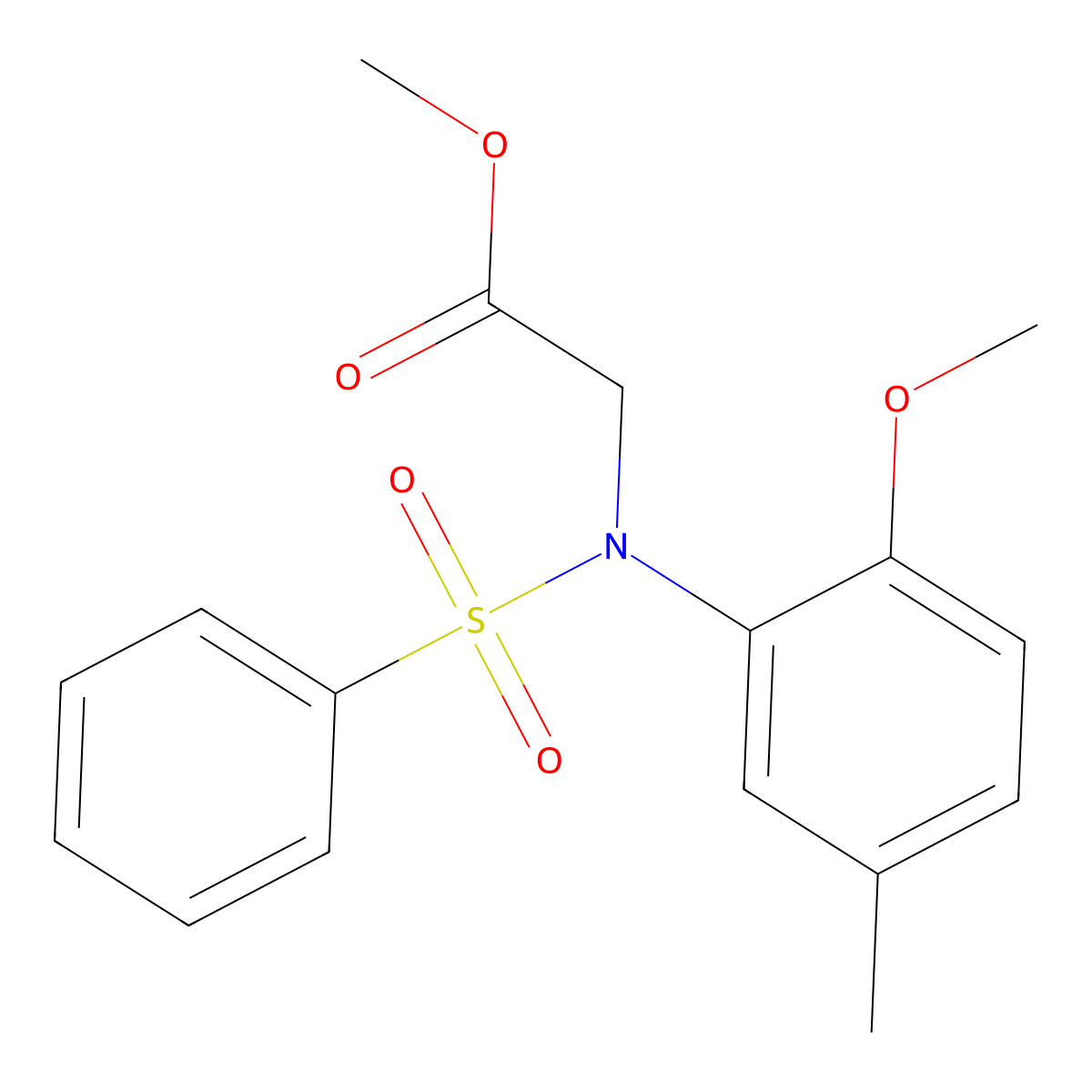 Methyl N-(2-methoxy-5-methylphenyl)-N-(phenylsulfonyl)glycinate molecular structure, CAS 425415-72-1