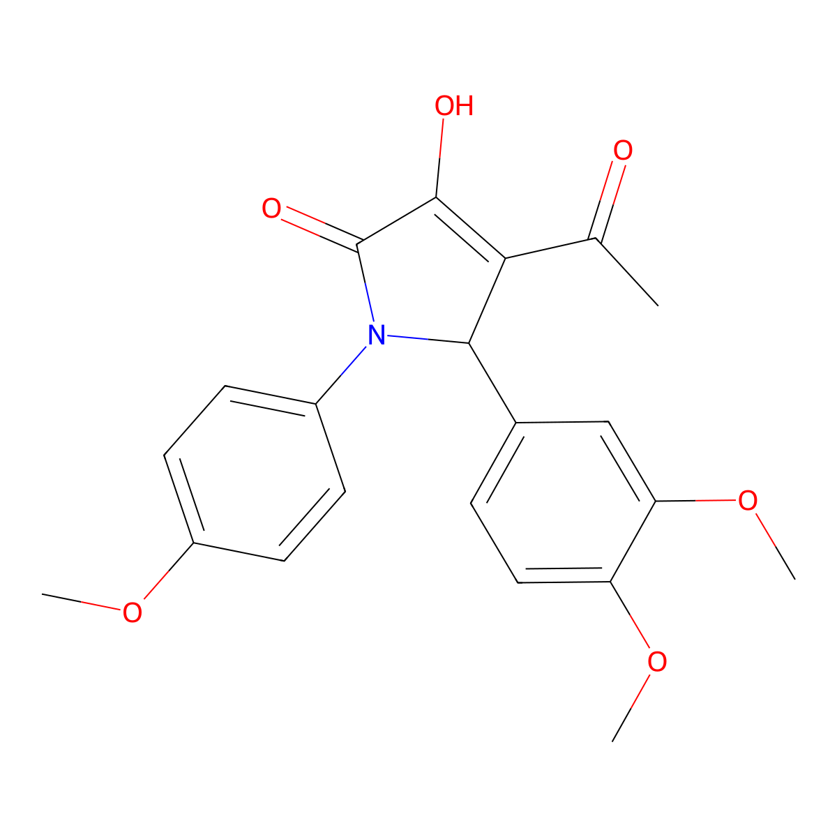3-acetyl-2-(3,4-dimethoxyphenyl)-4-hydroxy-1-(4-methoxyphenyl)-2H-pyrrol-5-one molecular structure, CAS 425416-10-0