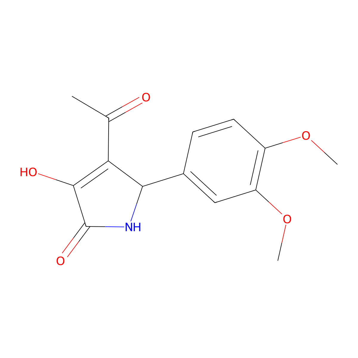 3-Acetyl-2-(3,4-dimethoxyphenyl)-4-hydroxy-1,2-dihydropyrrol-5-one molecular structure, CAS 425416-21-3