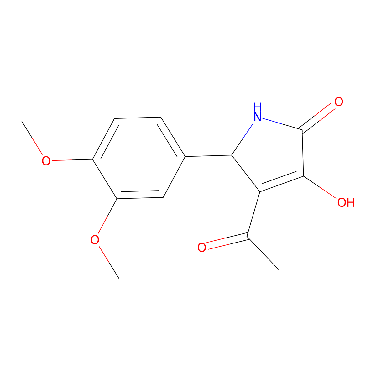 3-Acetyl-2-(3,4-dimethoxyphenyl)-4-hydroxy-1,2-dihydropyrrol-5-one molecular structure, CAS 425416-21-3