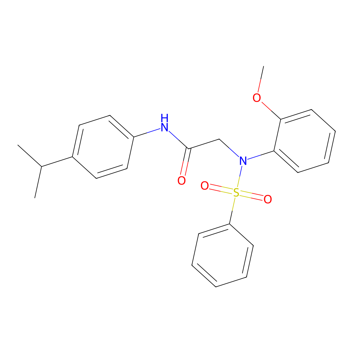 2-[N-(benzenesulfonyl)-2-methoxyanilino]-N-(4-propan-2-ylphenyl)acetamide molecular structure, CAS 425416-35-9