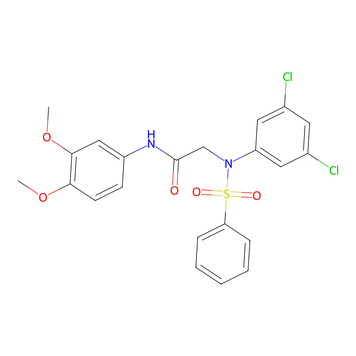 2-[3,5-dichloro(phenylsulfonyl)anilino]-N-(3,4-dimethoxyphenyl)acetamide molecular structure, CAS 425416-36-0