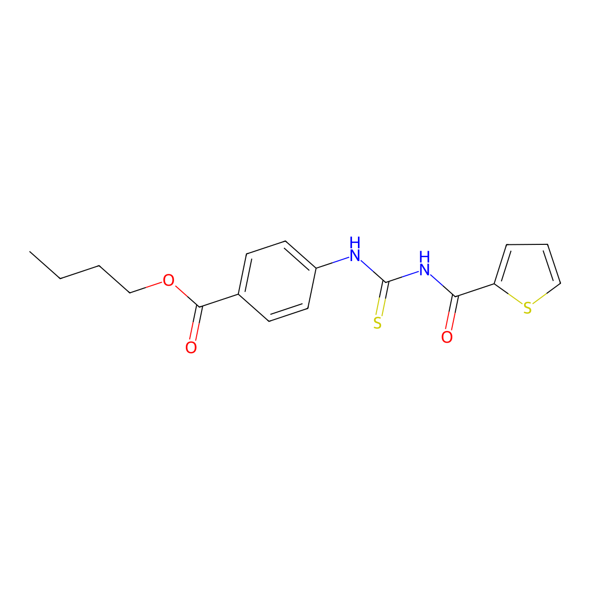 Butyl 4-{[(thiophen-2-ylcarbonyl)carbamothioyl]amino}benzoate molecular structure, CAS 425416-68-8