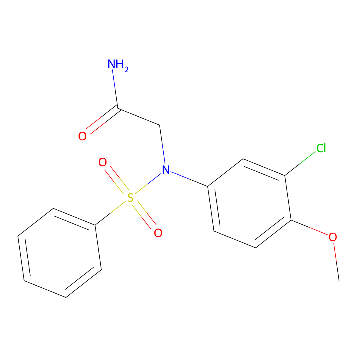 2-[N-(benzenesulfonyl)-3-chloro-4-methoxyanilino]acetamide molecular structure, CAS 425416-81-5