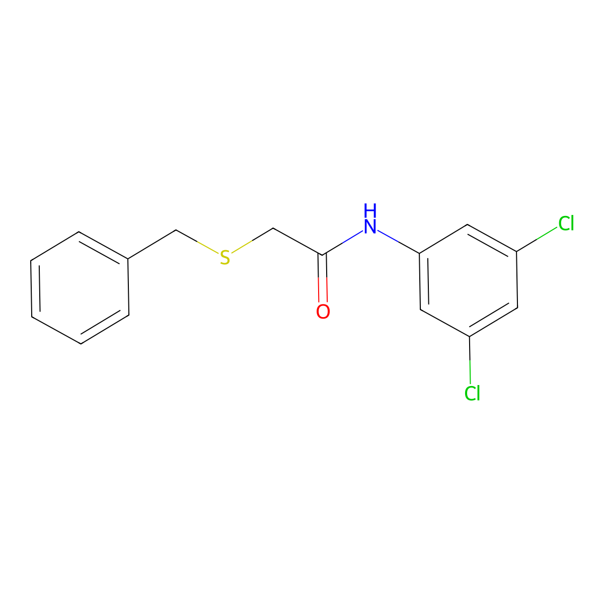 2-(benzylthio)-N-(3,5-dichlorophenyl)acetamide molecular structure, CAS 425416-88-2
