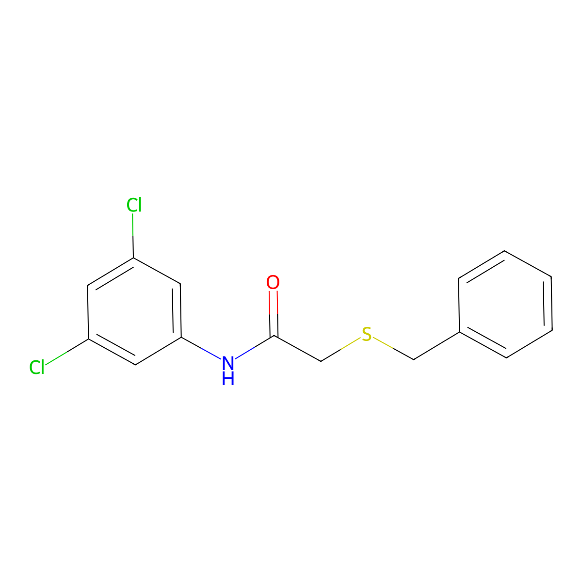 2-(benzylthio)-N-(3,5-dichlorophenyl)acetamide molecular structure, CAS 425416-88-2