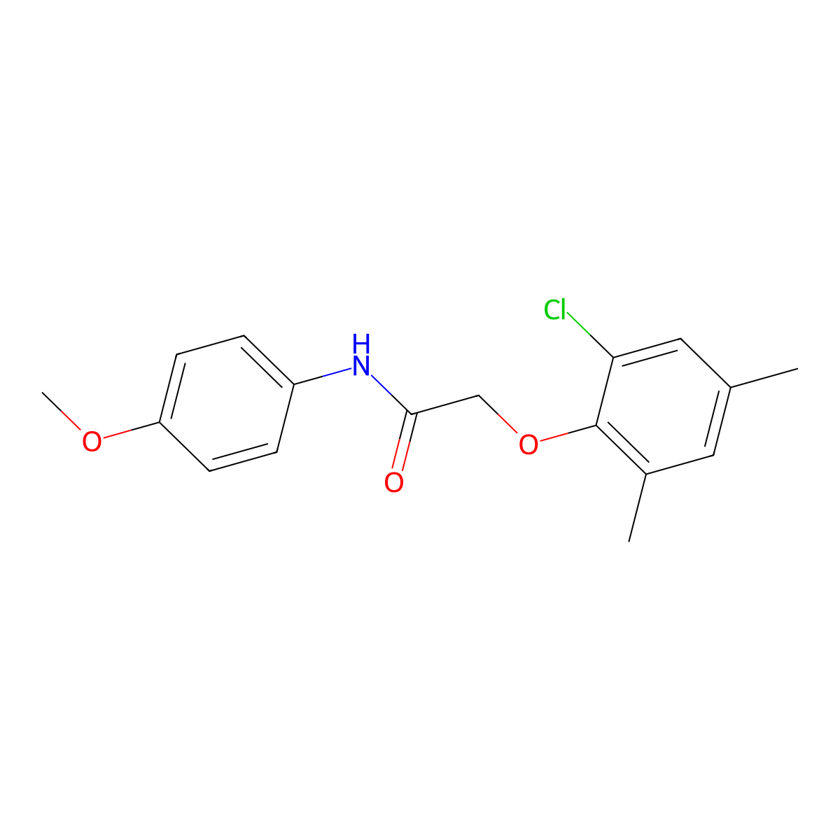 2-(2-chloro-4,6-dimethylphenoxy)-N-(4-methoxyphenyl)acetamide molecular structure, CAS 425416-89-3