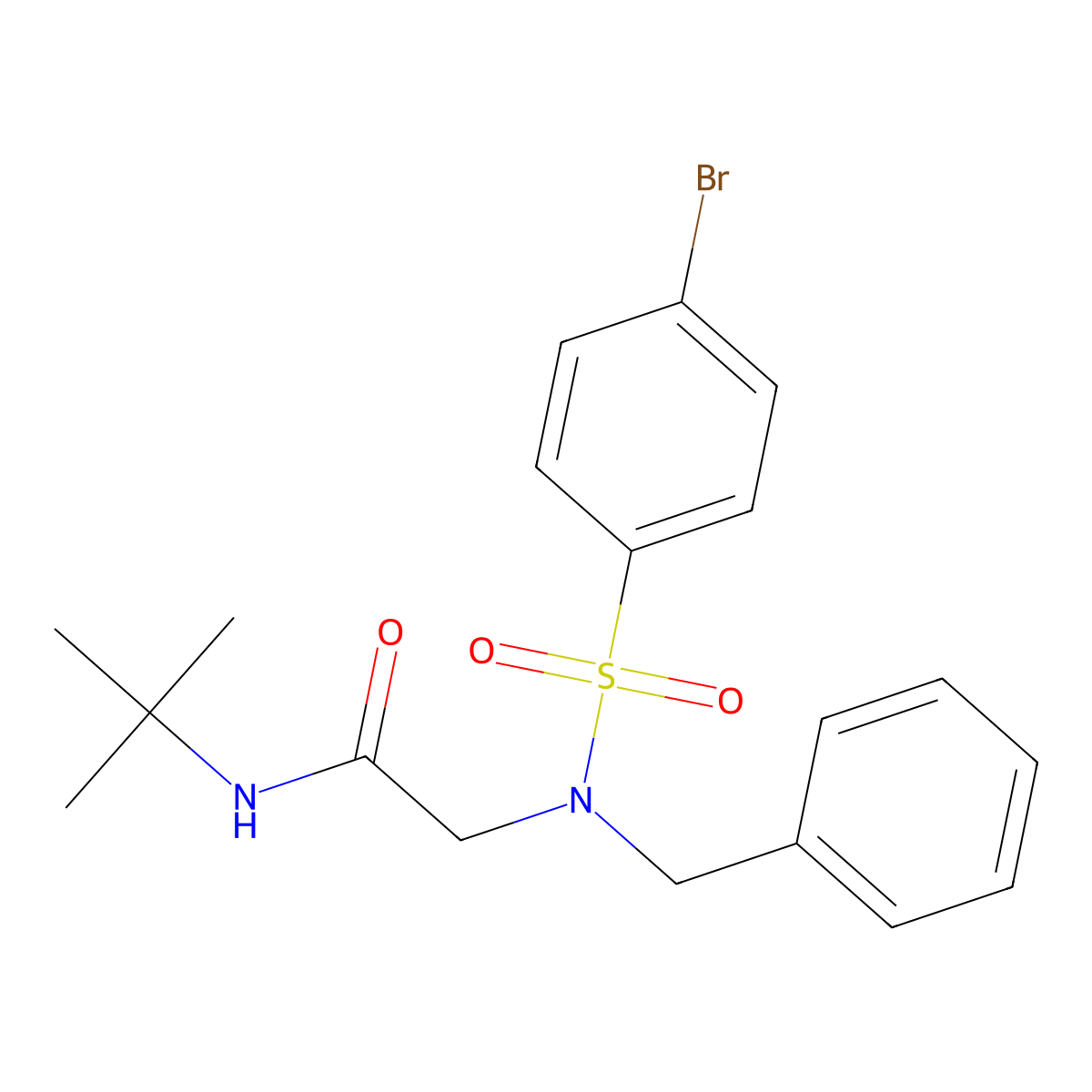 2-[benzyl-(4-bromophenyl)sulfonylamino]-N-tert-butylacetamide molecular structure, CAS 425417-00-1