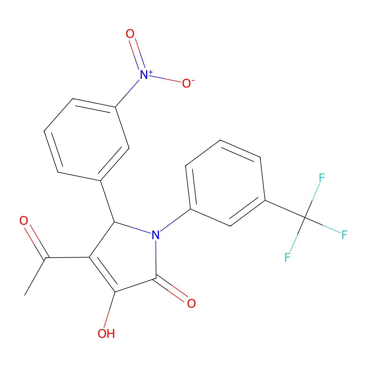 3-acetyl-4-hydroxy-2-(3-nitrophenyl)-1-[3-(trifluoromethyl)phenyl]-2H-pyrrol-5-one molecular structure, CAS 425417-11-4