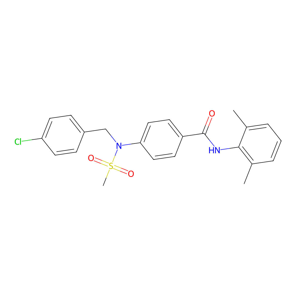 4-[(4-chlorophenyl)methyl-methylsulfonylamino]-N-(2,6-dimethylphenyl)benzamide molecular structure, CAS 425417-12-5