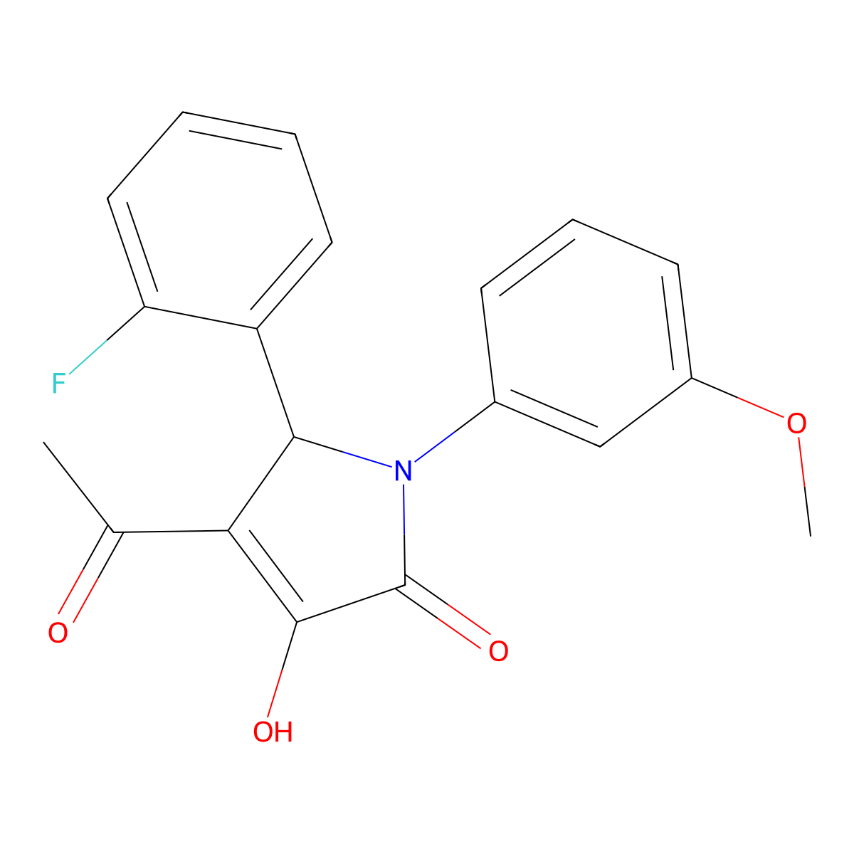 3-acetyl-2-(2-fluorophenyl)-4-hydroxy-1-(3-methoxyphenyl)-2H-pyrrol-5-one molecular structure, CAS 425417-21-6