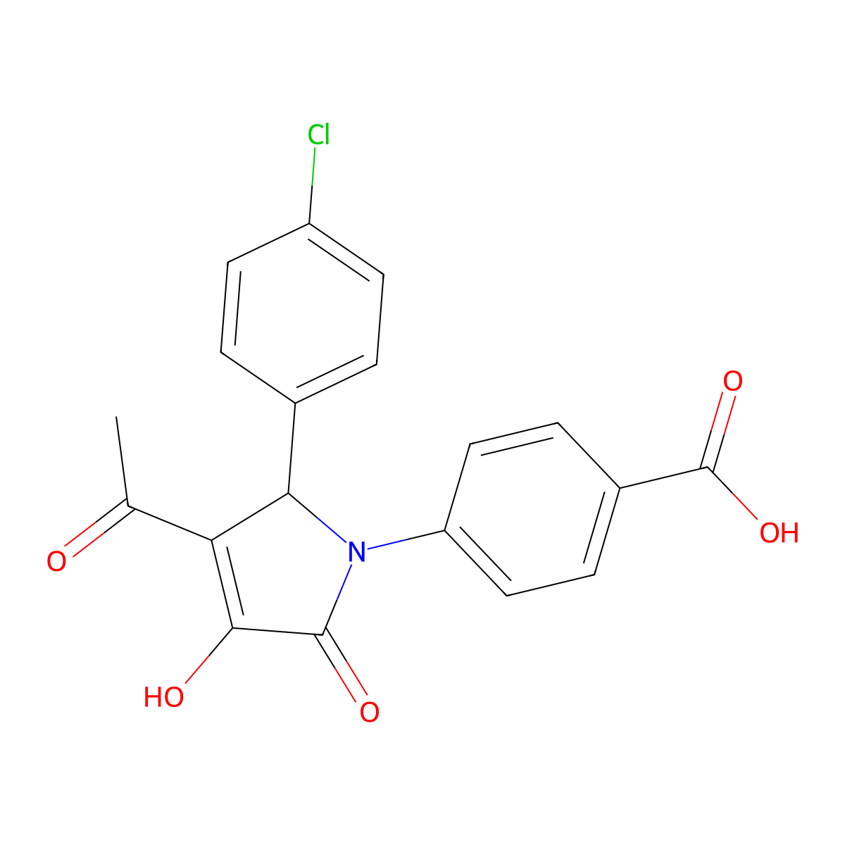 4-[3-acetyl-2-(4-chlorophenyl)-4-hydroxy-5-oxo-2H-pyrrol-1-yl]benzoic Acid molecular structure, CAS 425417-23-8