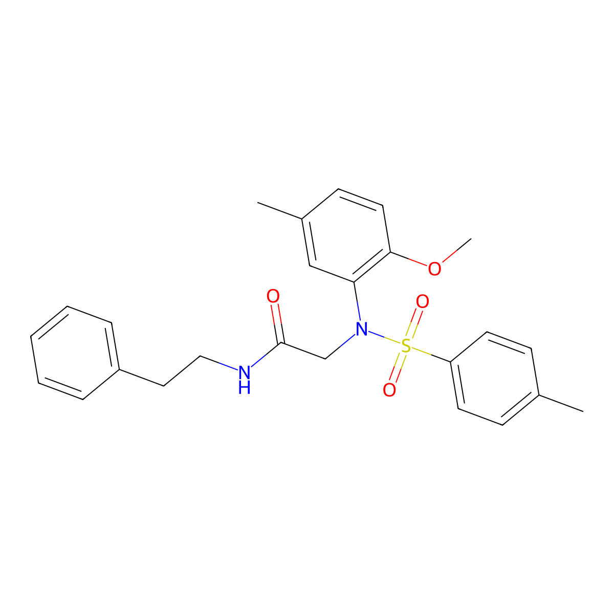 2-{2-methoxy-5-methyl[(4-methylphenyl)sulfonyl]anilino}-N-(2-phenylethyl)acetamide molecular structure, CAS 425417-49-8