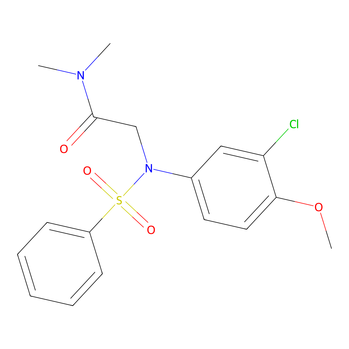 2-[N-(benzenesulfonyl)-3-chloro-4-methoxyanilino]-N,N-dimethylacetamide molecular structure, CAS 425417-51-2