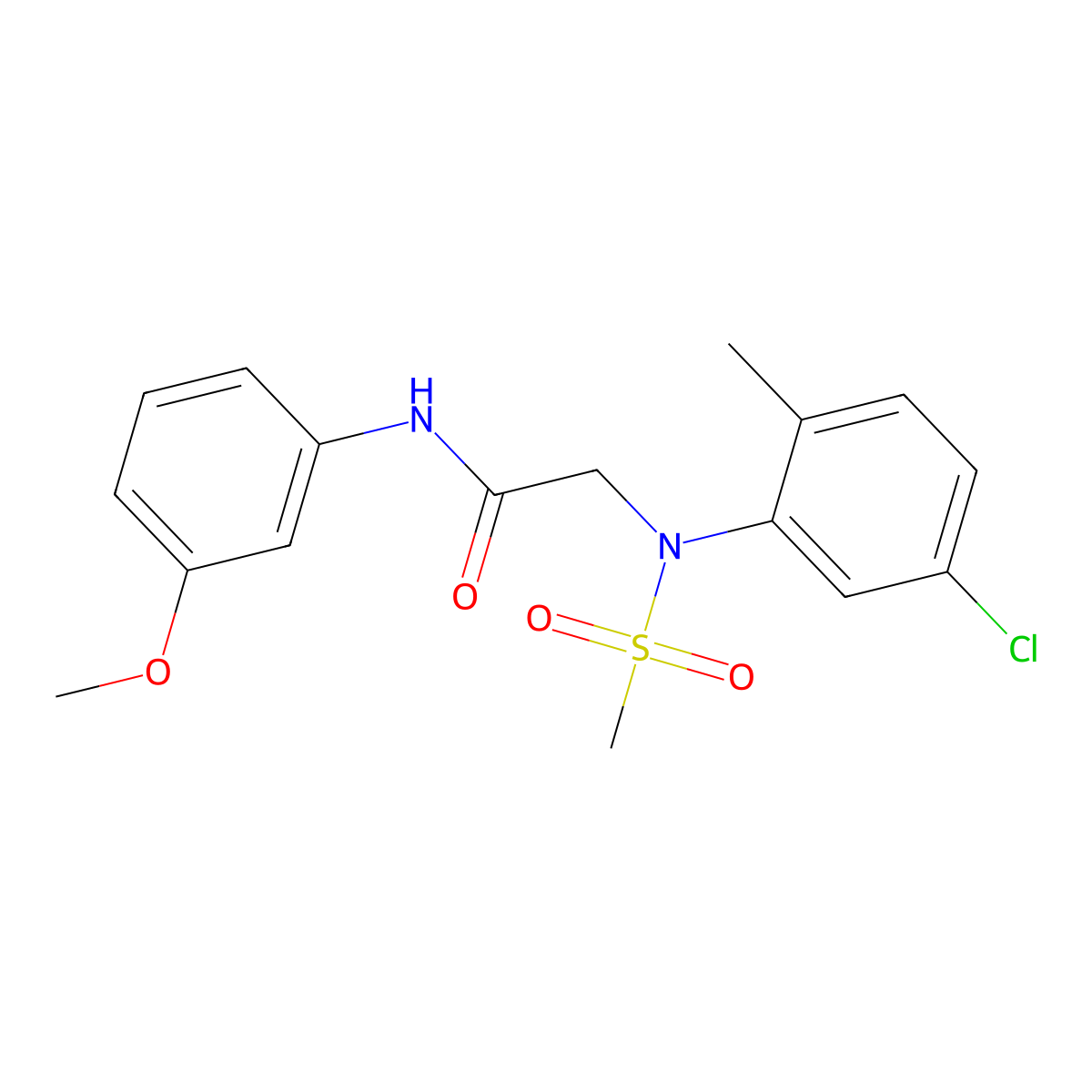 2-(5-chloro-2-methyl-N-methylsulfonylanilino)-N-(3-methoxyphenyl)acetamide molecular structure, CAS 425417-57-8