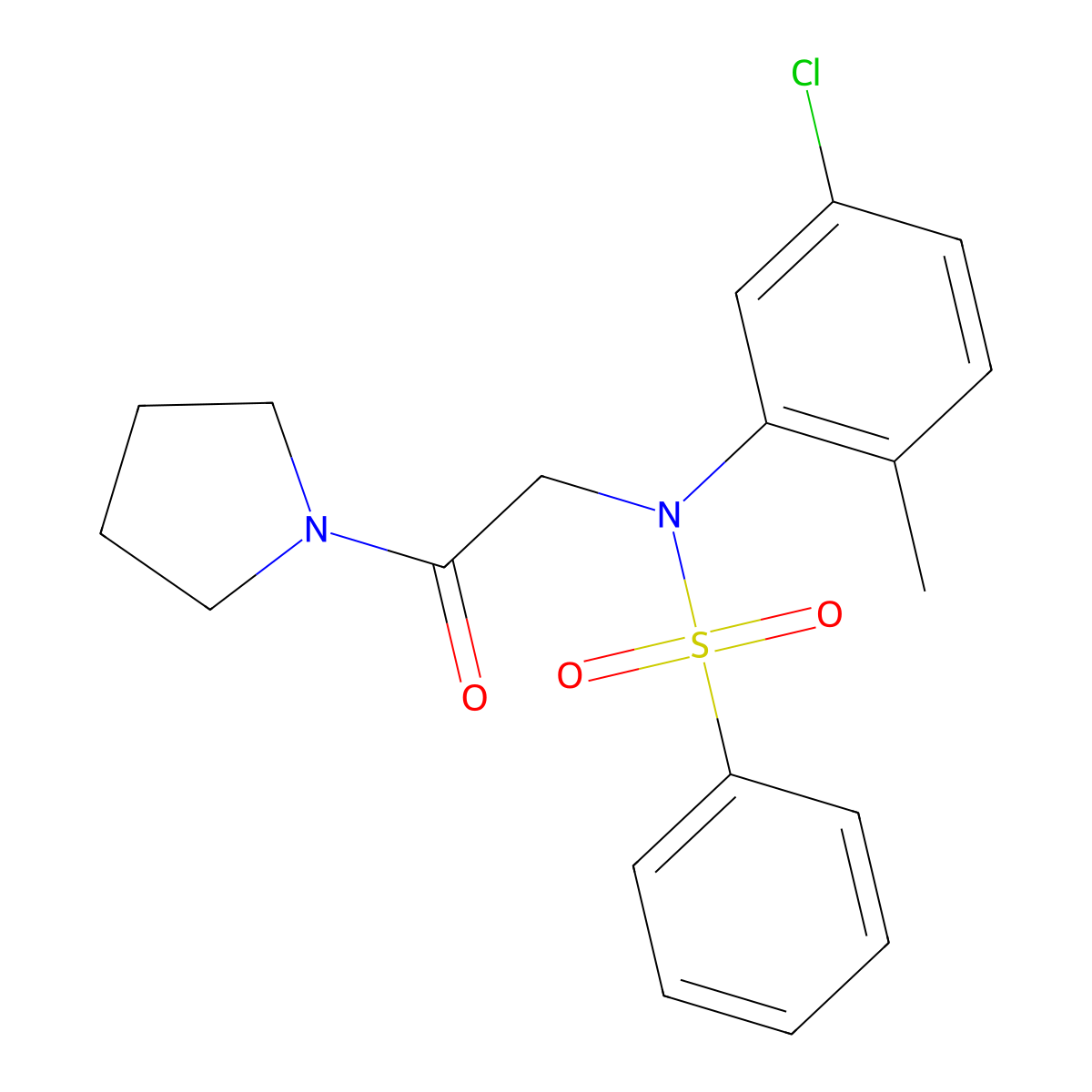 N-(5-chloro-2-methylphenyl)-N-[2-oxo-2-(pyrrolidin-1-yl)ethyl]benzenesulfonamide molecular structure, CAS 425417-63-6