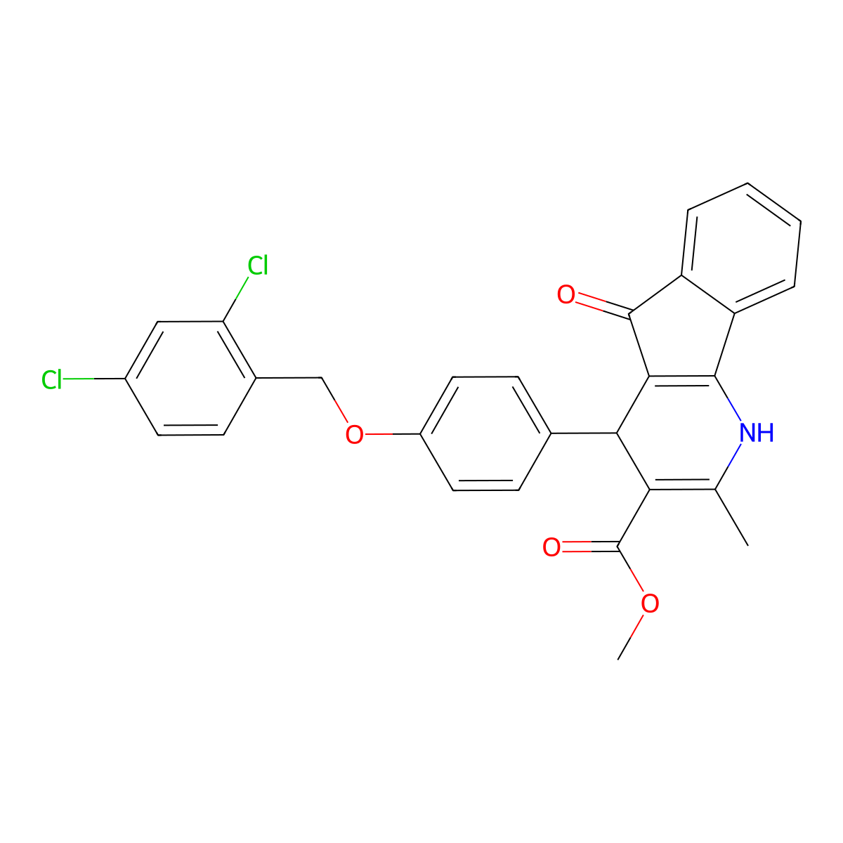 methyl 4-{4-[(2,4-dichlorobenzyl)oxy]phenyl}-2-methyl-5-oxo-4,5-dihydro-1H-indeno[1,2-b]pyridine-3-carboxylate molecular structure, CAS 425417-76-1