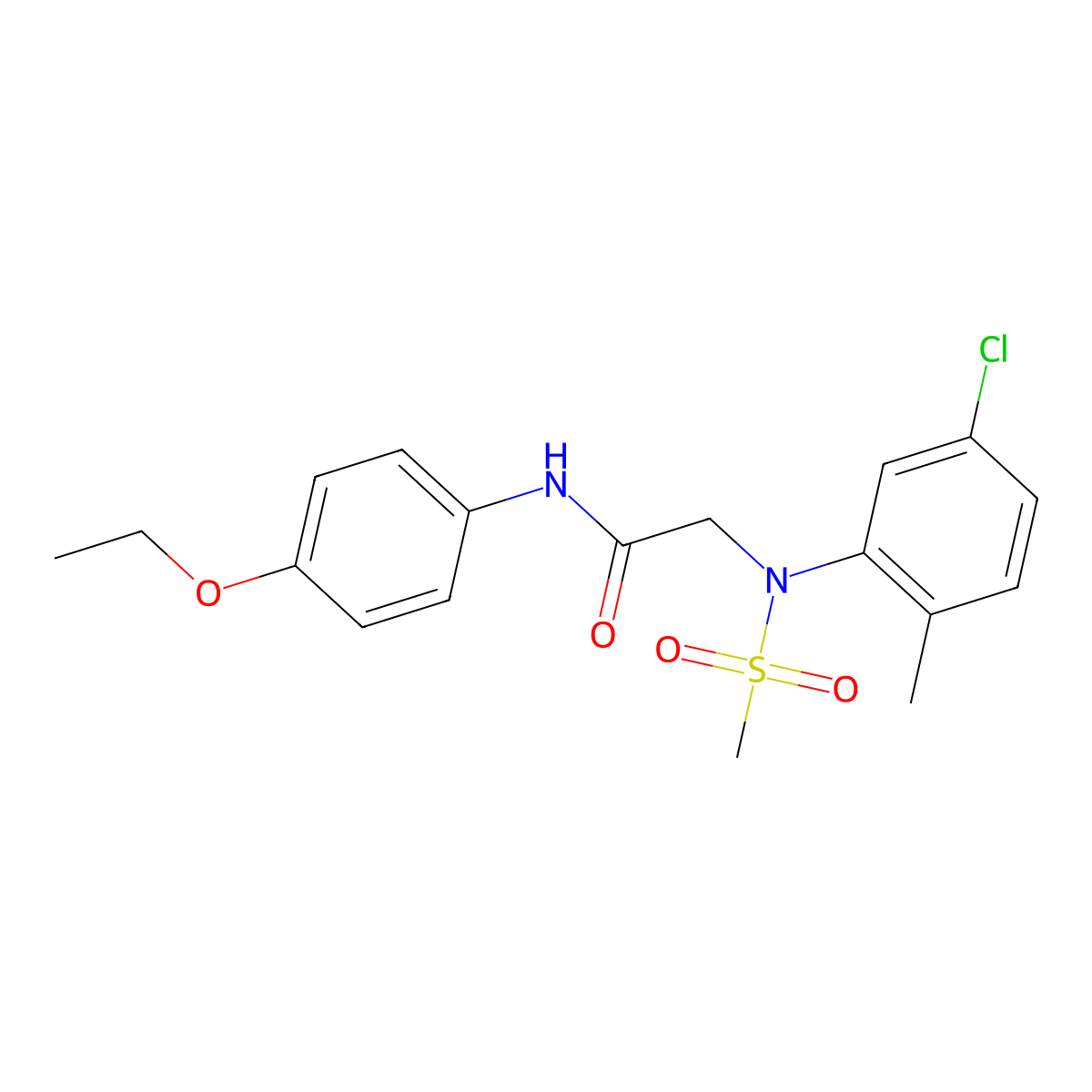 2-(5-chloro-2-methyl-N-methylsulfonylanilino)-N-(4-ethoxyphenyl)acetamide molecular structure, CAS 425418-27-5