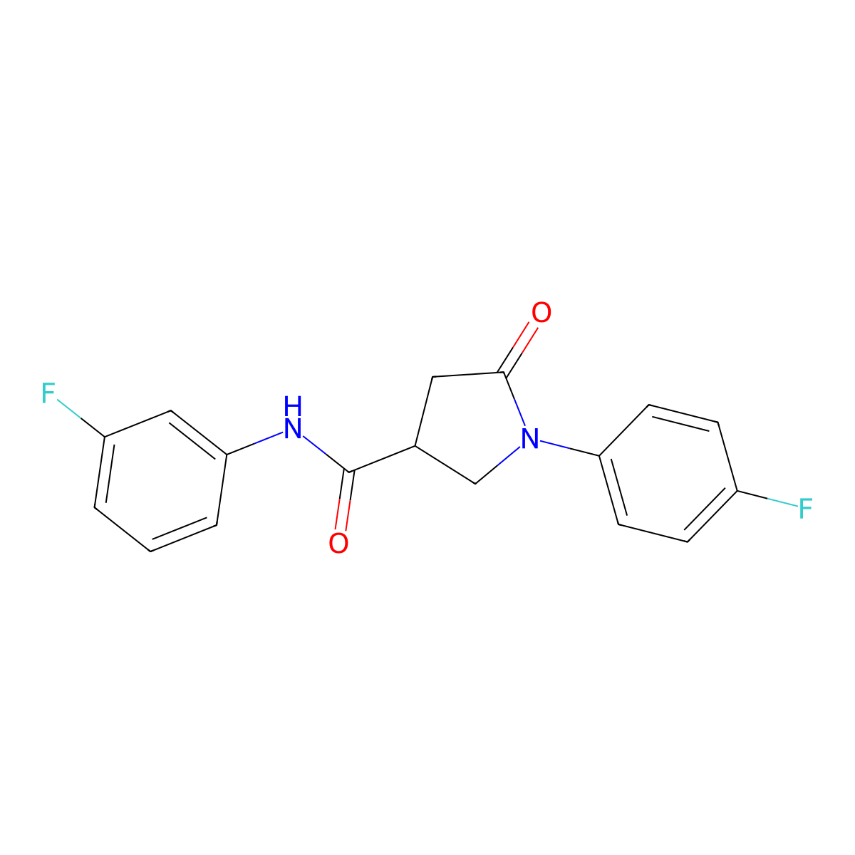 N-(3-fluorophenyl)-1-(4-fluorophenyl)-5-oxopyrrolidine-3-carboxamide molecular structure, CAS 425418-53-7