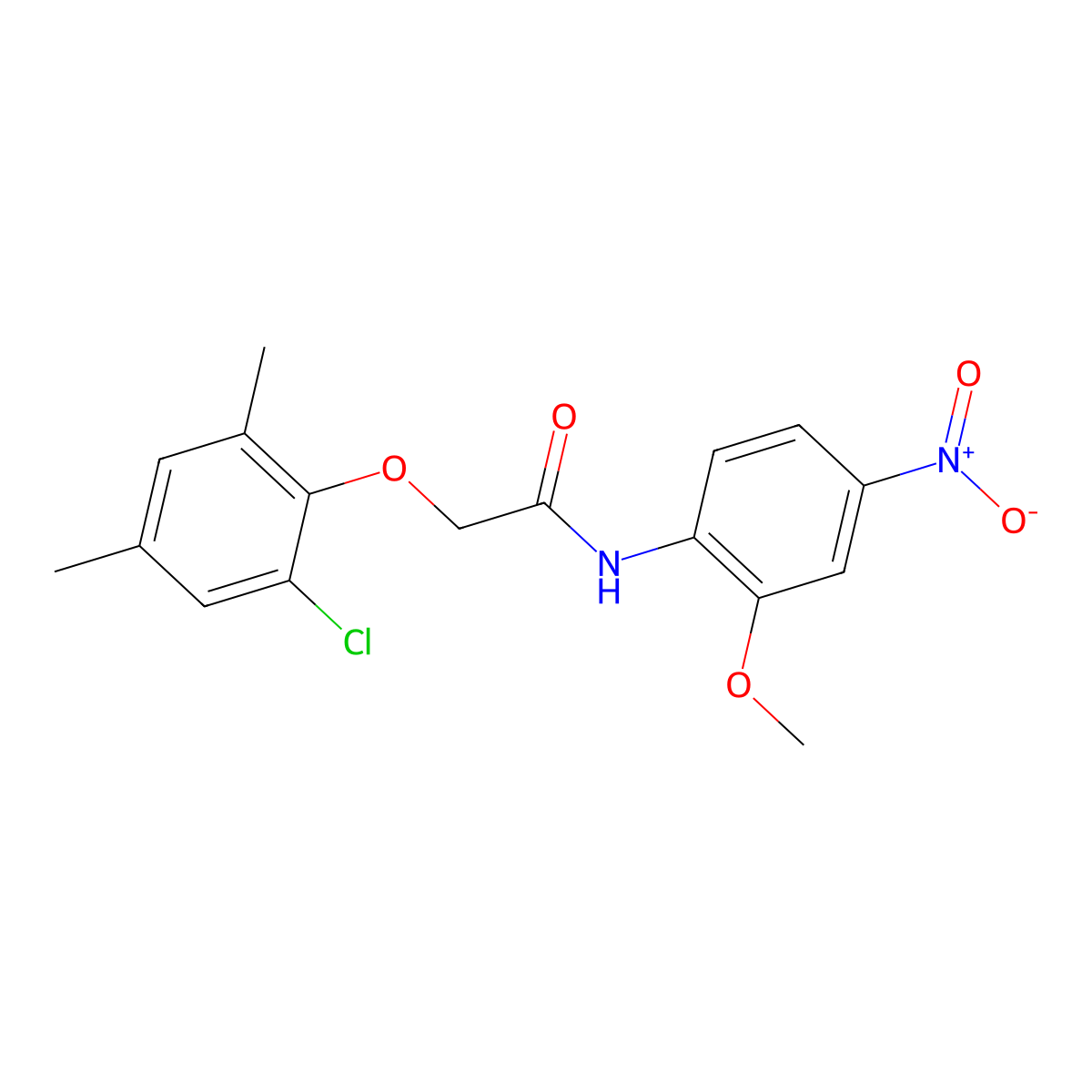 2-(2-chloro-4,6-dimethylphenoxy)-N-(2-methoxy-4-nitrophenyl)acetamide molecular structure, CAS 425418-80-0