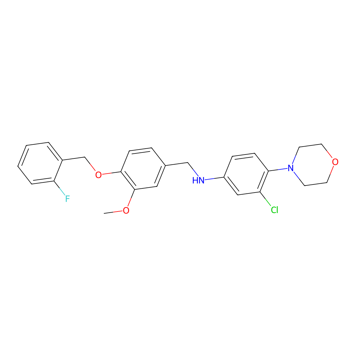 3-chloro-N-{4-[(2-fluorobenzyl)oxy]-3-methoxybenzyl}-4-(morpholin-4-yl)aniline molecular structure, CAS 425418-96-8