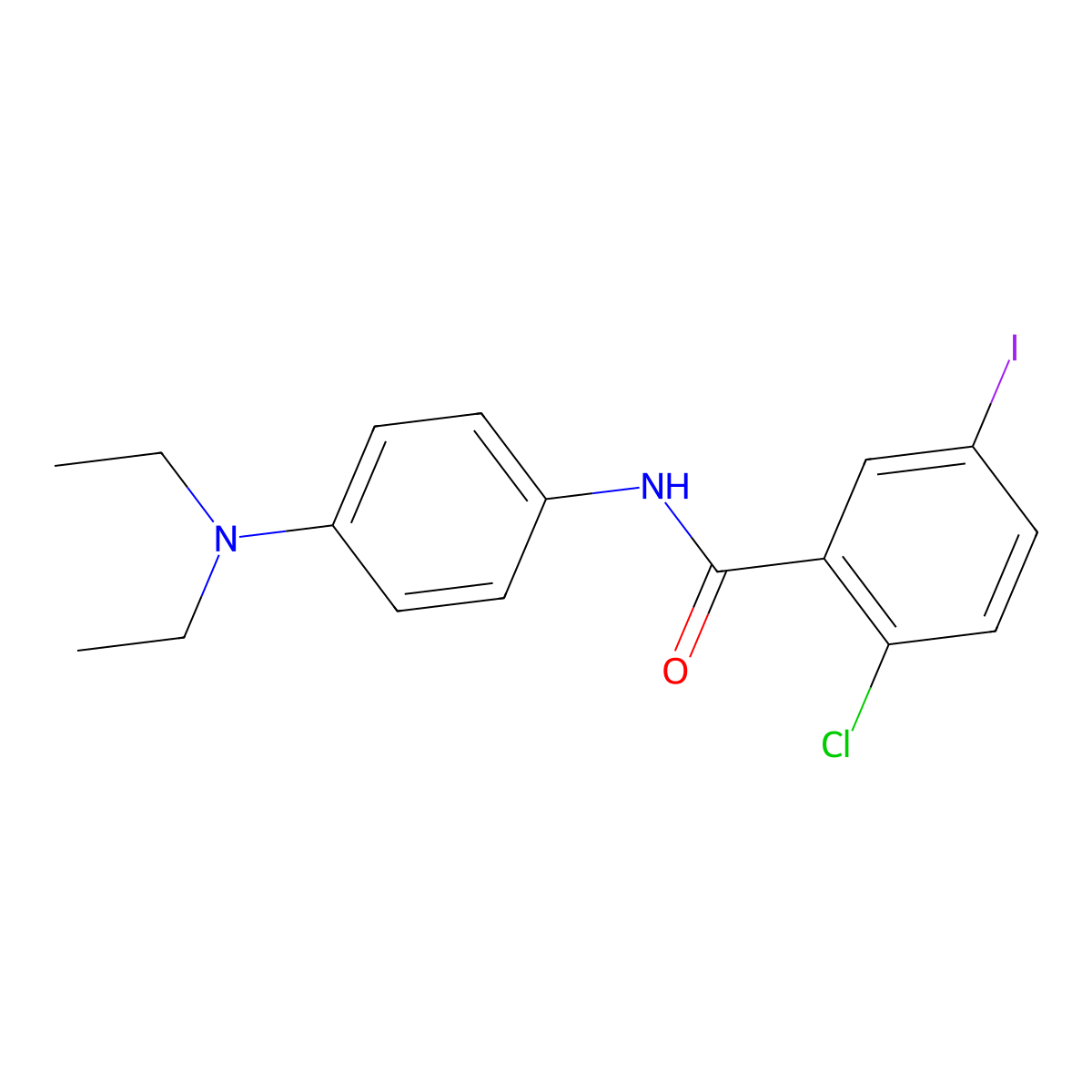 2-chloro-N-[4-(diethylamino)phenyl]-5-iodobenzamide molecular structure, CAS 425419-40-5