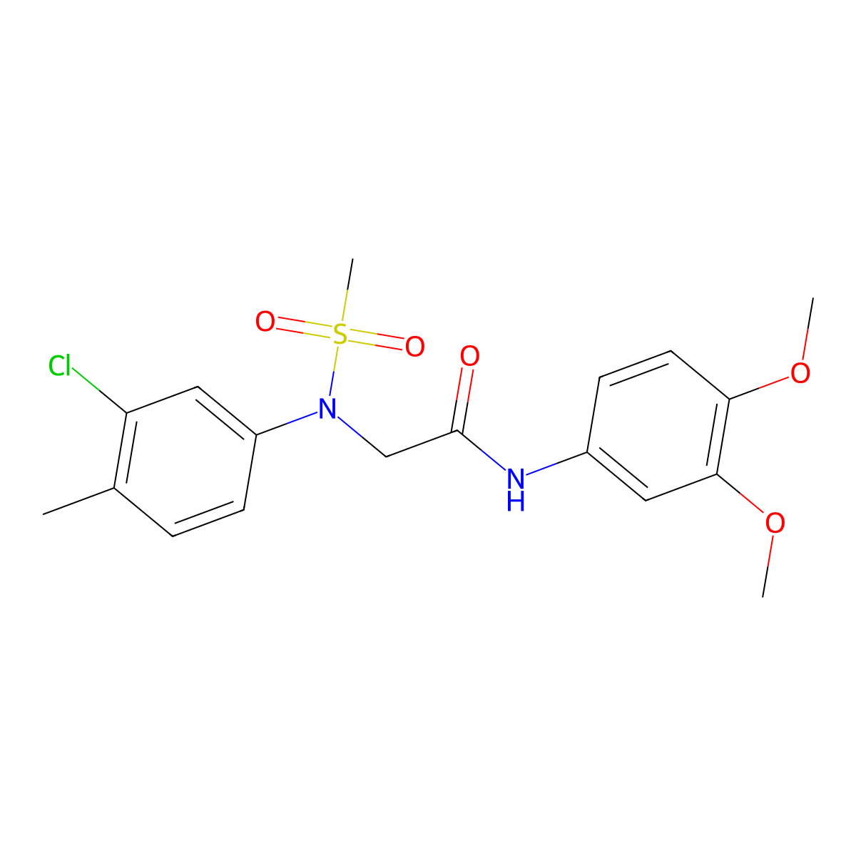 2-(3-chloro-4-methyl-N-methylsulfonylanilino)-N-(3,4-dimethoxyphenyl)acetamide molecular structure, CAS 425419-42-7