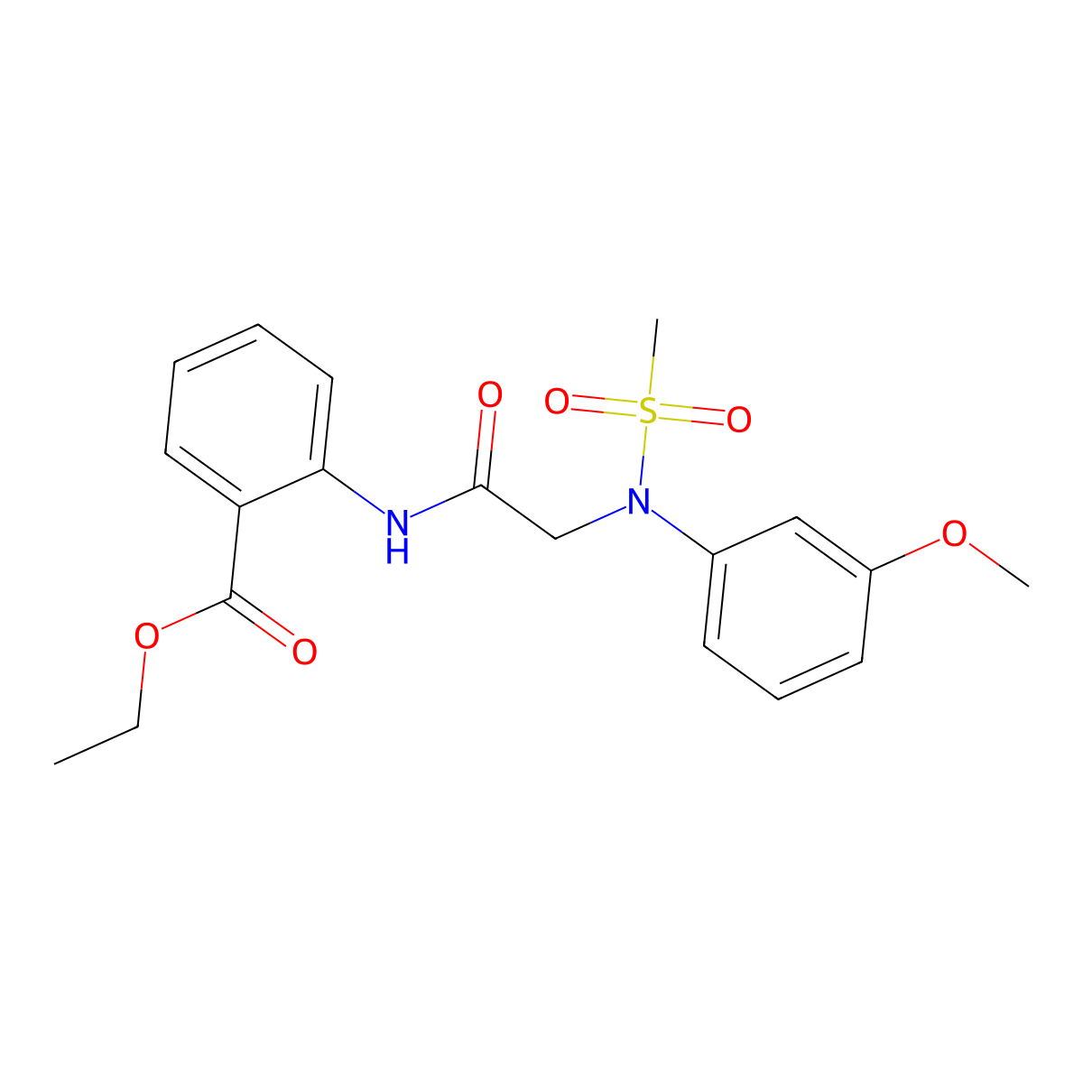 Ethyl 2-({[3-methoxy(methylsulfonyl)anilino]acetyl}amino)benzoate molecular structure, CAS 425419-59-6