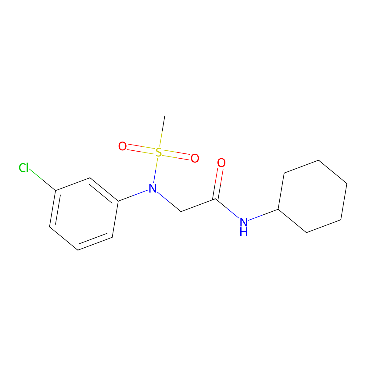 2-(3-chloro-N-methylsulfonylanilino)-N-cyclohexylacetamide molecular structure, CAS 425420-05-9