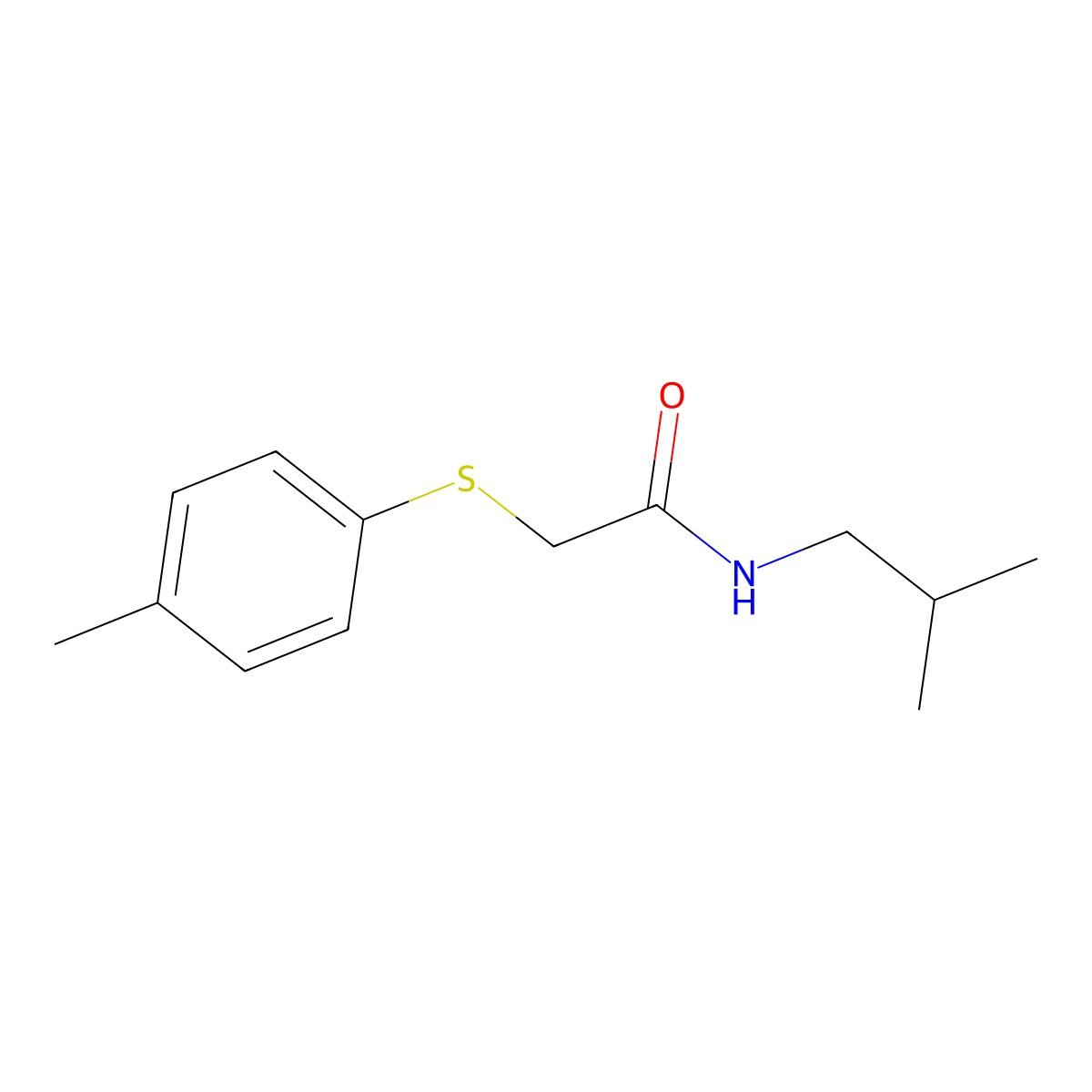 2-(4-methylphenyl)sulfanyl-N-(2-methylpropyl)acetamide molecular structure, CAS 425420-40-2
