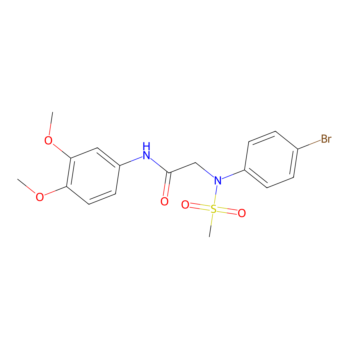 2-(4-bromo-N-methylsulfonylanilino)-N-(3,4-dimethoxyphenyl)acetamide molecular structure, CAS 425421-28-9