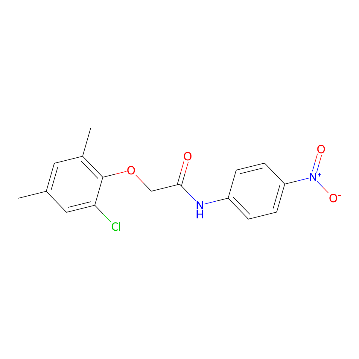 2-(2-chloro-4,6-dimethylphenoxy)-N-{4-nitrophenyl}acetamide molecular structure, CAS 425421-35-8