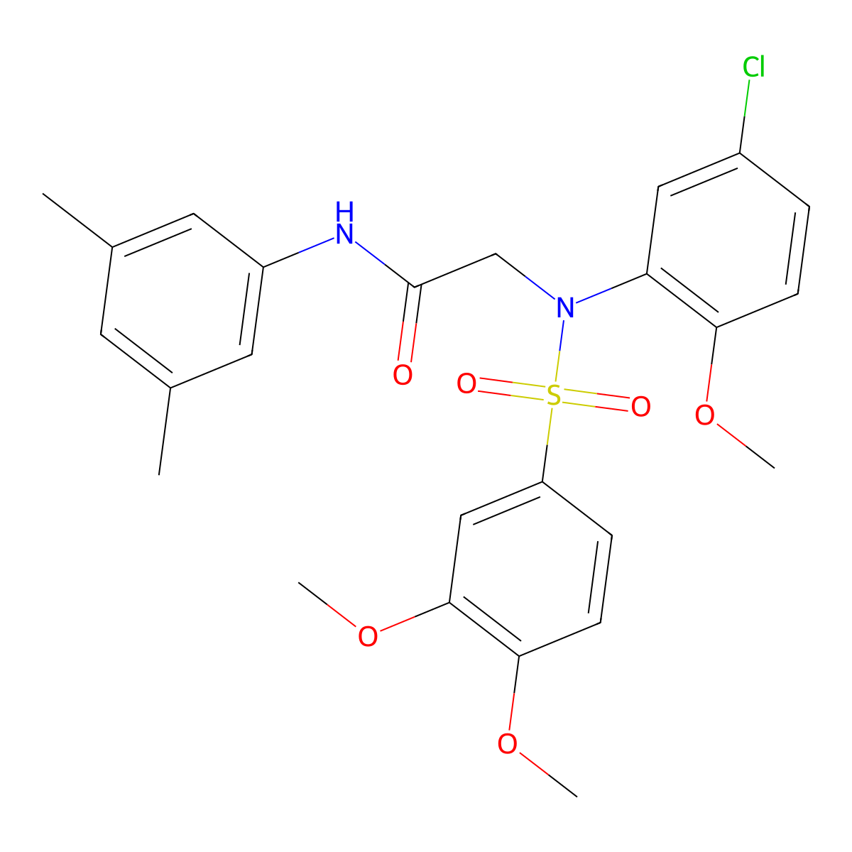 2-(5-chloro-N-(3,4-dimethoxyphenyl)sulfonyl-2-methoxyanilino)-N-(3,5-dimethylphenyl)acetamide molecular structure, CAS 425421-36-9