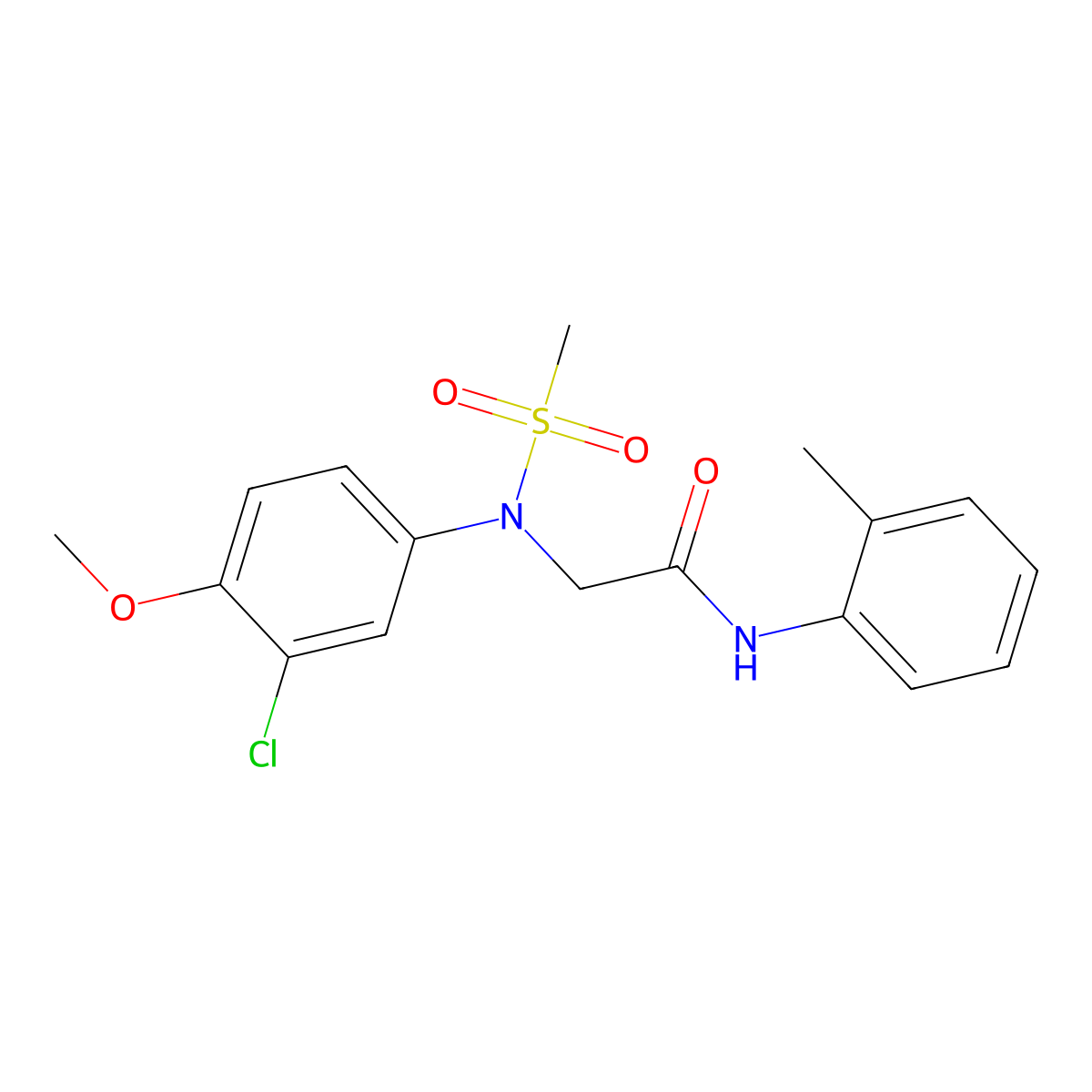 2-(3-chloro-4-methoxy-N-methylsulfonylanilino)-N-(2-methylphenyl)acetamide molecular structure, CAS 425421-57-4