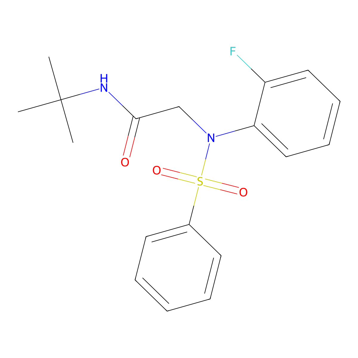 2-[N-(benzenesulfonyl)-2-fluoroanilino]-N-tert-butylacetamide molecular structure, CAS 425421-66-5