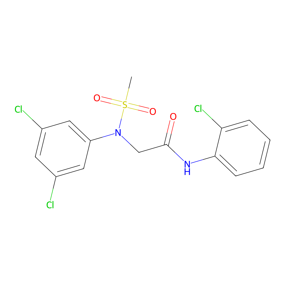 N-(2-chlorophenyl)-2-(3,5-dichloro-N-methylsulfonylanilino)acetamide molecular structure, CAS 425421-72-3