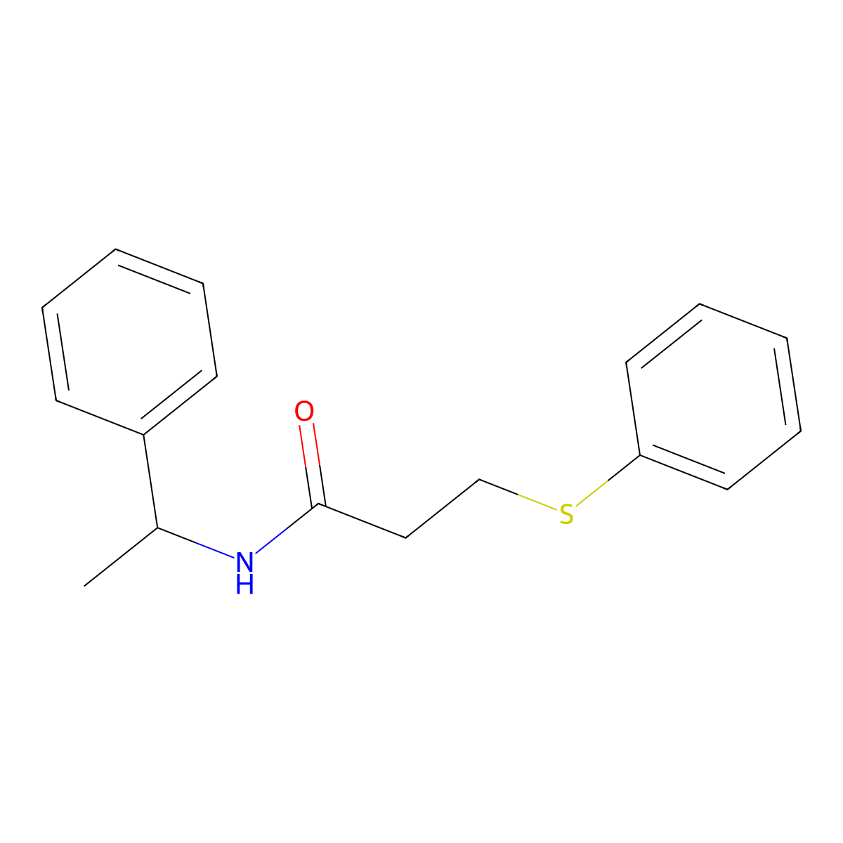 N-(1-phenylethyl)-3-phenylsulfanylpropanamide molecular structure, CAS 425421-76-7
