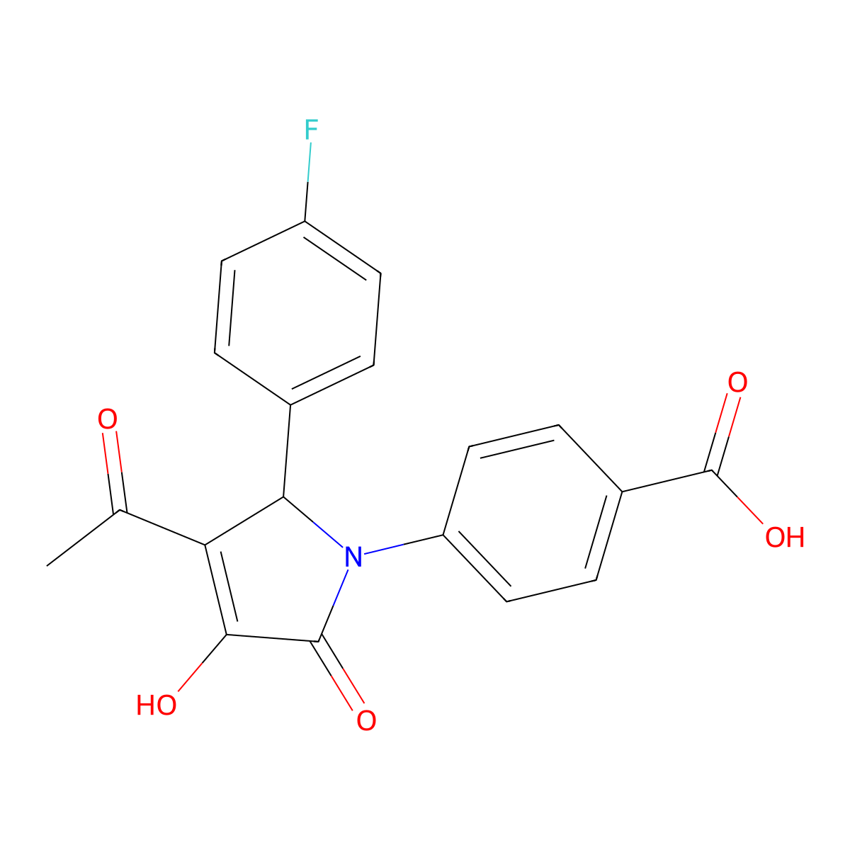 4-[3-acetyl-2-(4-fluorophenyl)-4-hydroxy-5-oxo-2H-pyrrol-1-yl]benzoic Acid molecular structure, CAS 425421-97-2