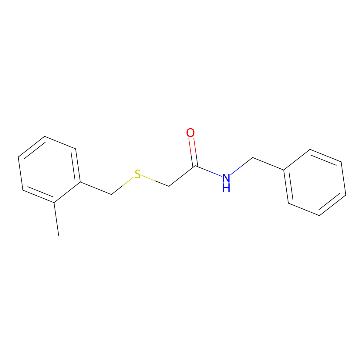 N-benzyl-2-[(2-methylphenyl)methylsulfanyl]acetamide molecular structure, CAS 425422-10-2
