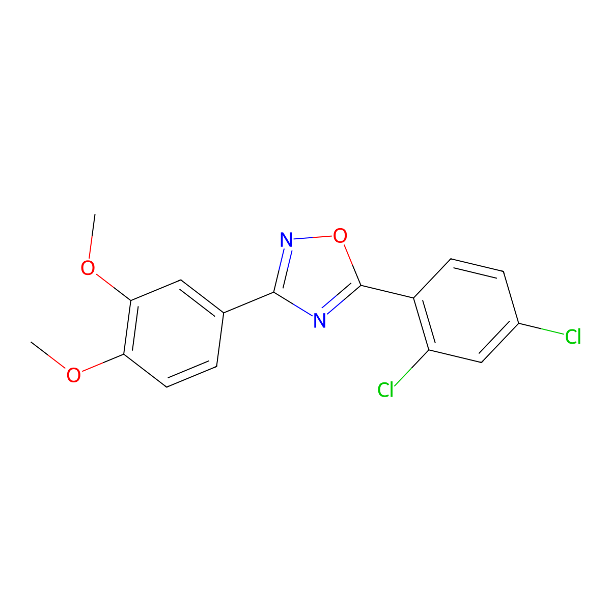 5-(2,4-Dichlorophenyl)-3-(3,4-dimethoxyphenyl)-1,2,4-oxadiazole molecular structure, CAS 425422-35-1