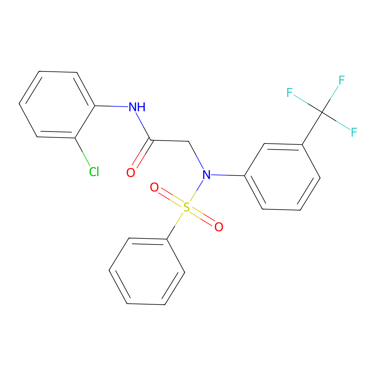 2-[N-(benzenesulfonyl)-3-(trifluoromethyl)anilino]-N-(2-chlorophenyl)acetamide molecular structure, CAS 425422-66-8