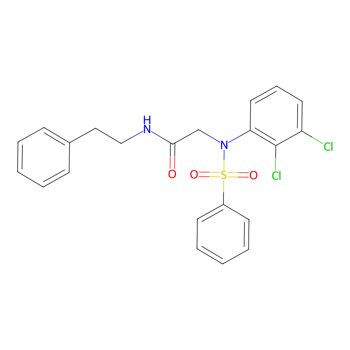 2-[N-(benzenesulfonyl)-2,3-dichloroanilino]-N-(2-phenylethyl)acetamide molecular structure, CAS 425422-85-1