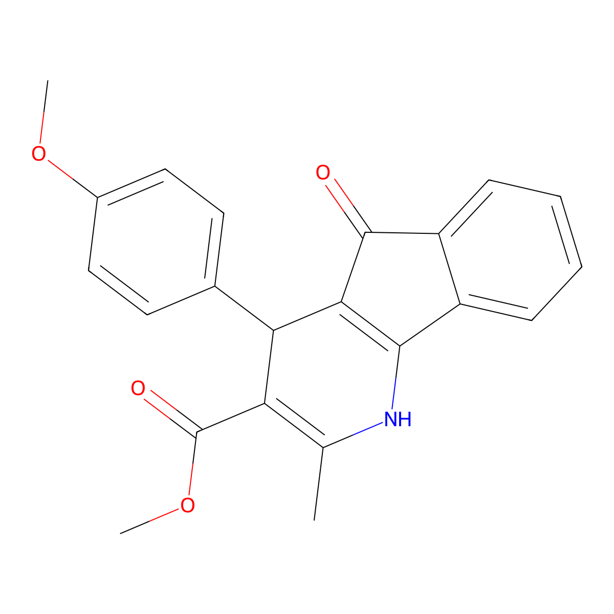 methyl 4-(4-methoxyphenyl)-2-methyl-5-oxo-4,5-dihydro-1H-indeno[1,2-b]pyridine-3-carboxylate molecular structure, CAS 425423-05-8