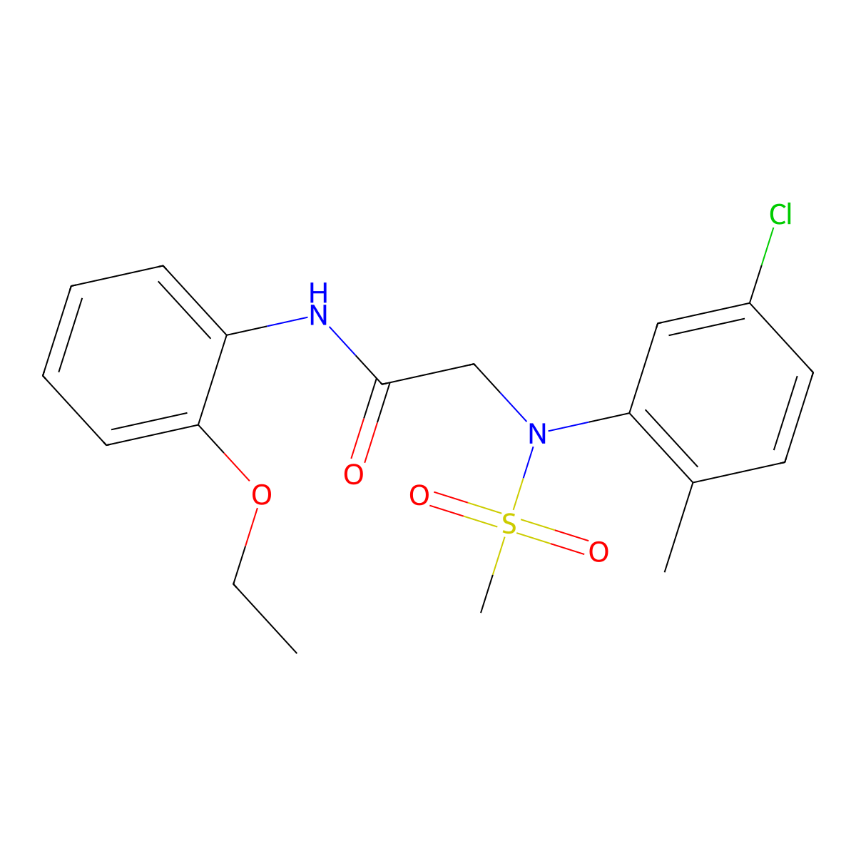 2-(5-chloro-2-methyl-N-methylsulfonylanilino)-N-(2-ethoxyphenyl)acetamide molecular structure, CAS 425423-10-5