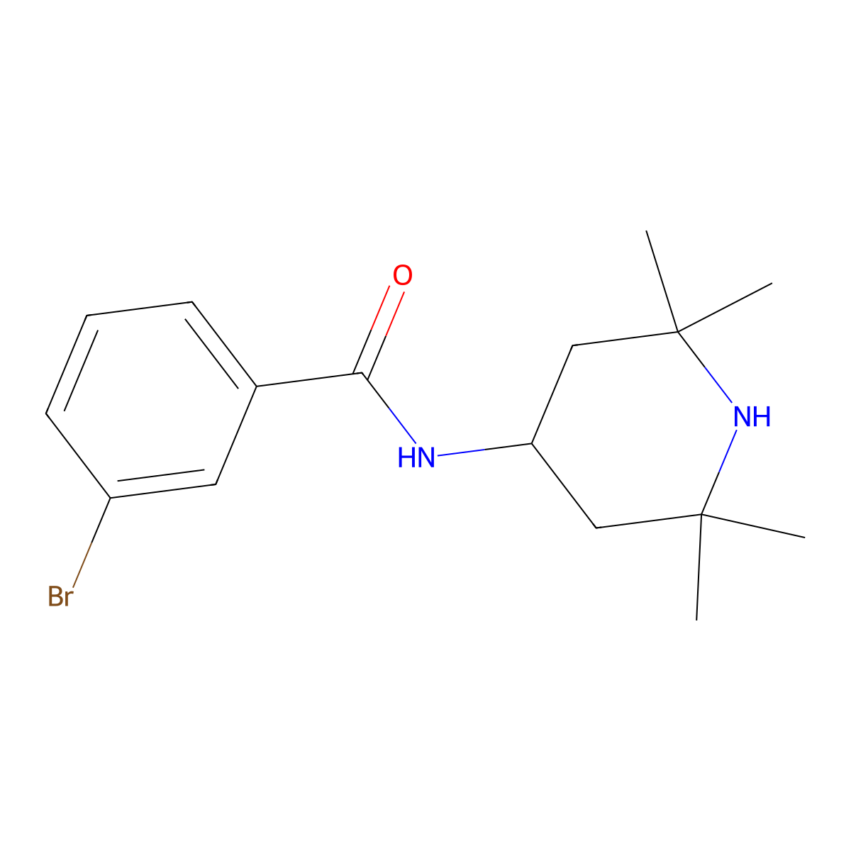 3-bromo-N-(2,2,6,6-tetramethylpiperidin-4-yl)benzamide molecular structure, CAS 425423-47-8